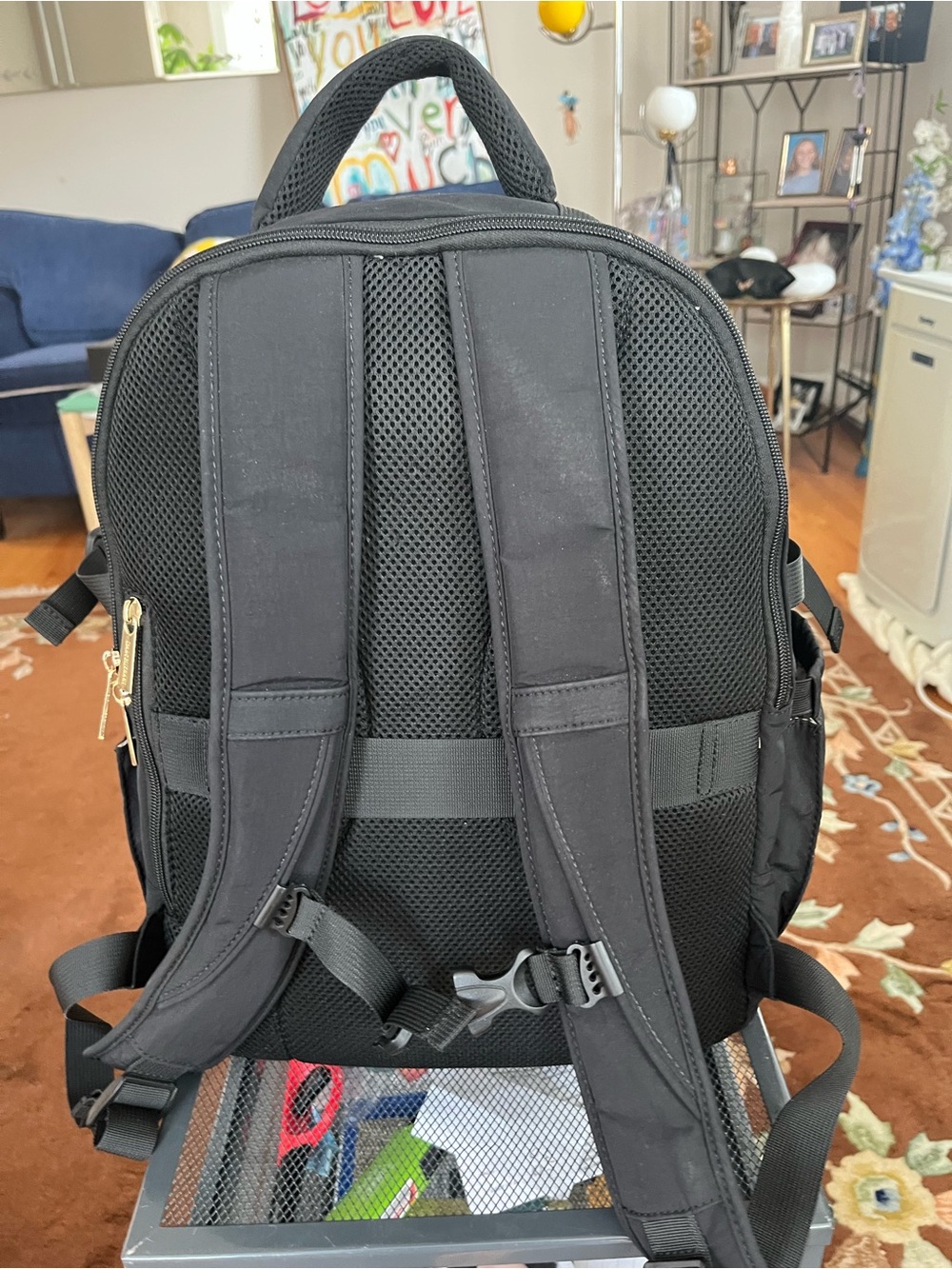 Isaac Mizrahi Black Nylon Daypack with Gold Hardware with cold lunch box - Picture 3 of 7